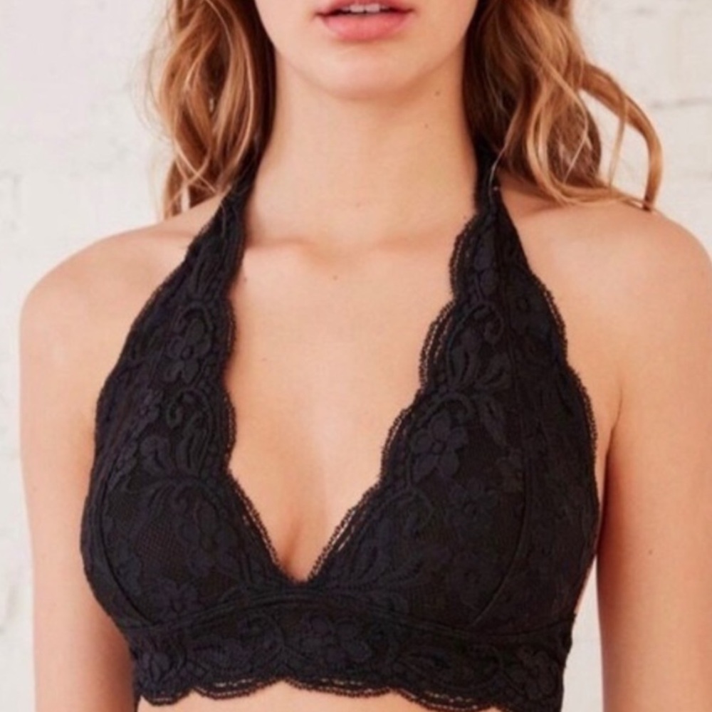 Urban Outfitters (Out From Under) Black Lace Halter Bralette